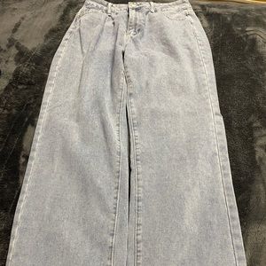 Large flare blue jeans